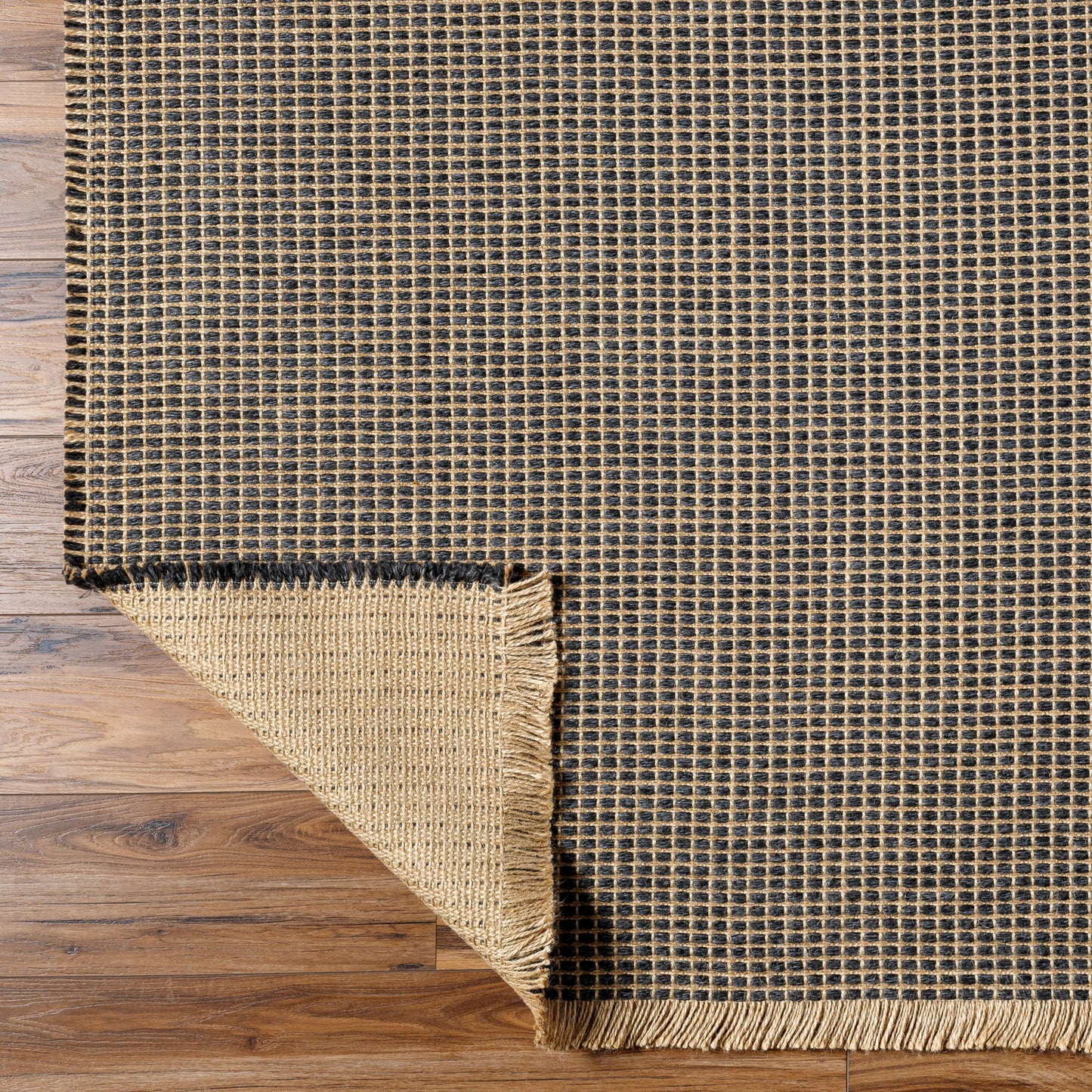 HENDY Jute Vloerkleed I Loper Gang, Hal- Woonkamer, Slaapkamer I Modern Boho Tapijt, Natuurlijke Vezels, Bestendig I LichtKastanje, Zwart