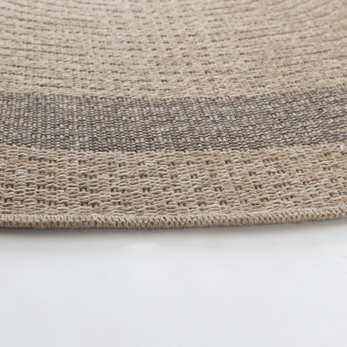 MARCHELLE Buitenkleed met Jute-Look I In & Outdoor Ronde Boho Weerbestendig Tapijt, Terras, Balkon, Veranda, Keuken, Tuin I Beige, Zwart