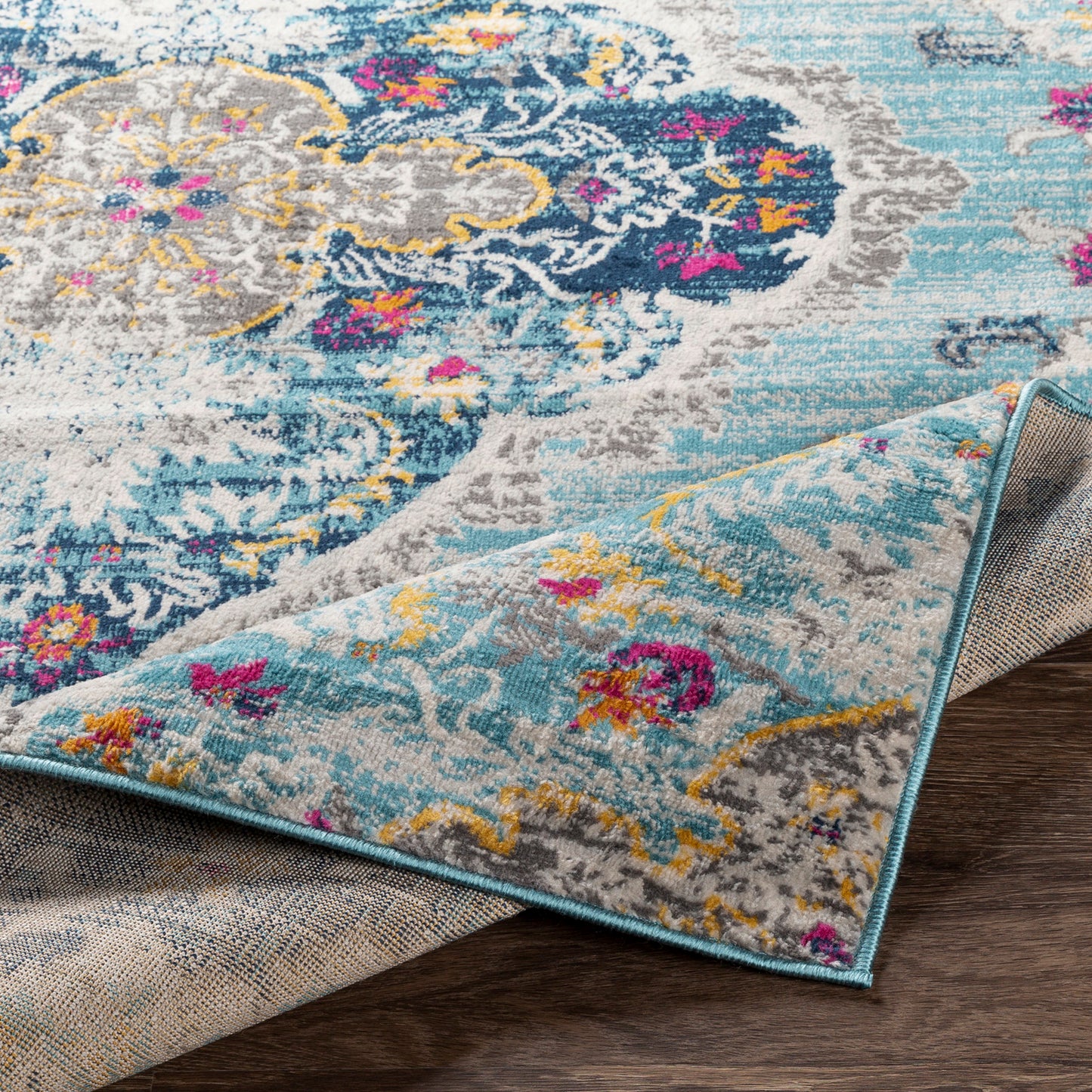 BRONGERGA Vintage Vloerkleed I Loper Gang, Hal- Woonkamer, Slaapkamer I Laagpolig Boho Oosters Design Tapijt I Meerkleurig, Blauw