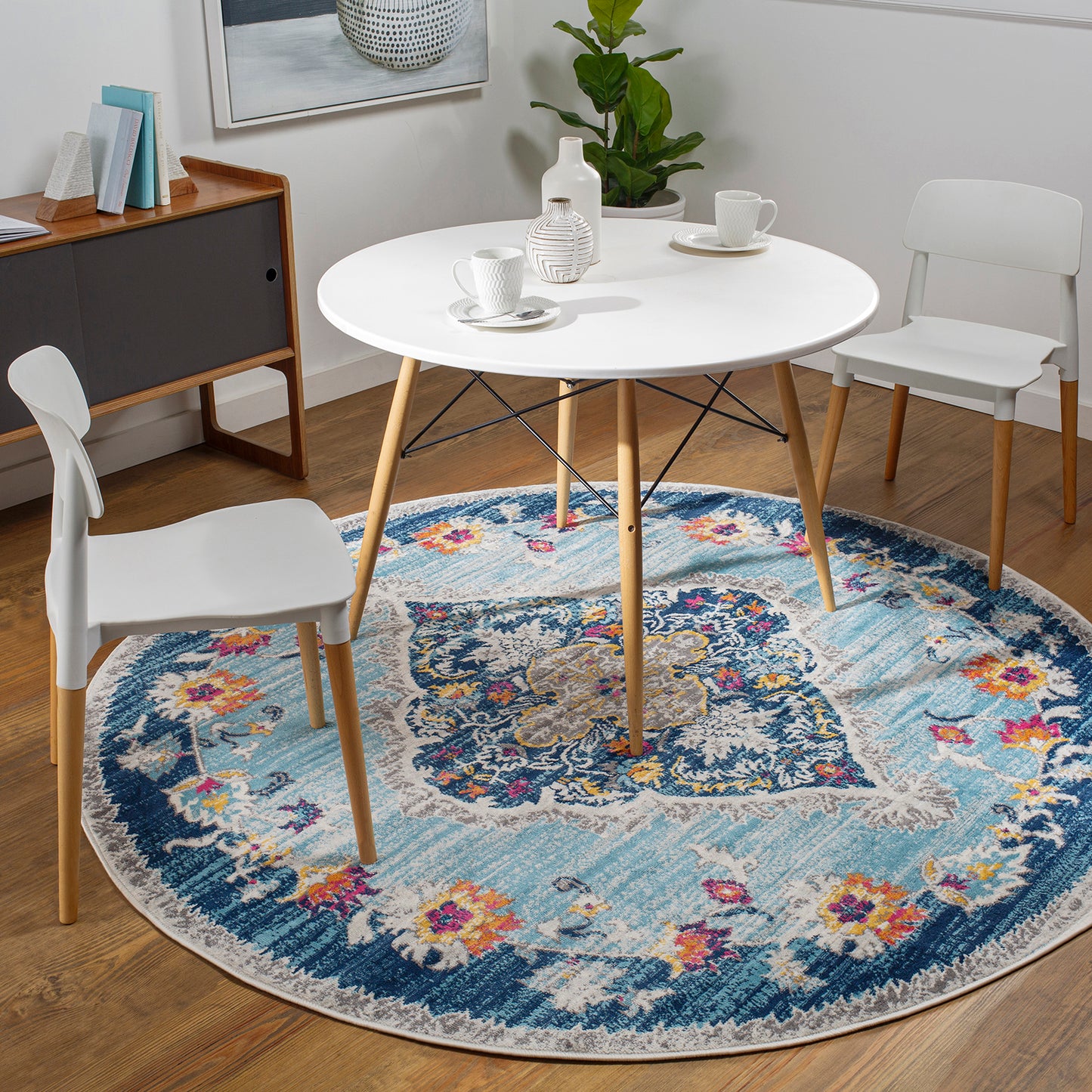 BRONGERGA Vintage Vloerkleed I Loper Gang, Hal- Woonkamer, Slaapkamer I Laagpolig Boho Oosters Design Tapijt I Meerkleurig, Blauw