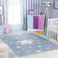 SHAMIA Wasbar Kinderkamer Vloerkleed I Machinewasbaar Kindertapijt voor Jongens & Meisjes, Speelkleed, Babykleed, Zacht- Blauw, Beige